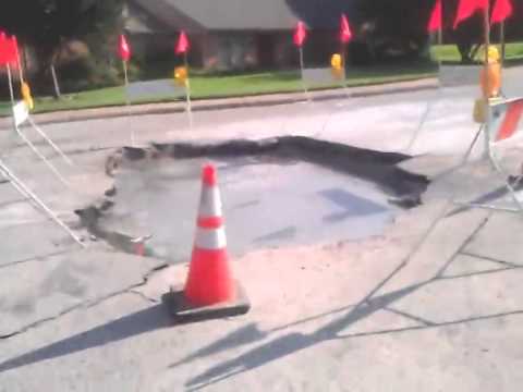 Hole In Street from water main break