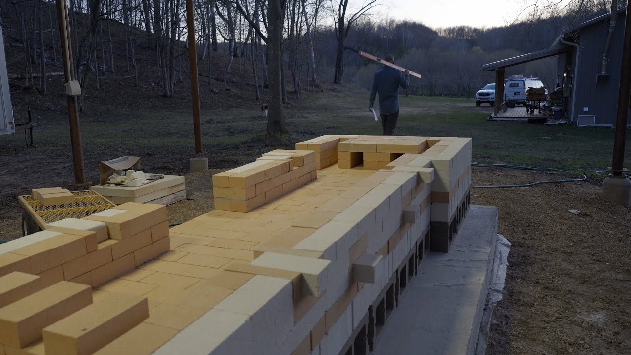 4 Building a Wood Fired Pottery Kiln Train Kiln Walls Start to Rise