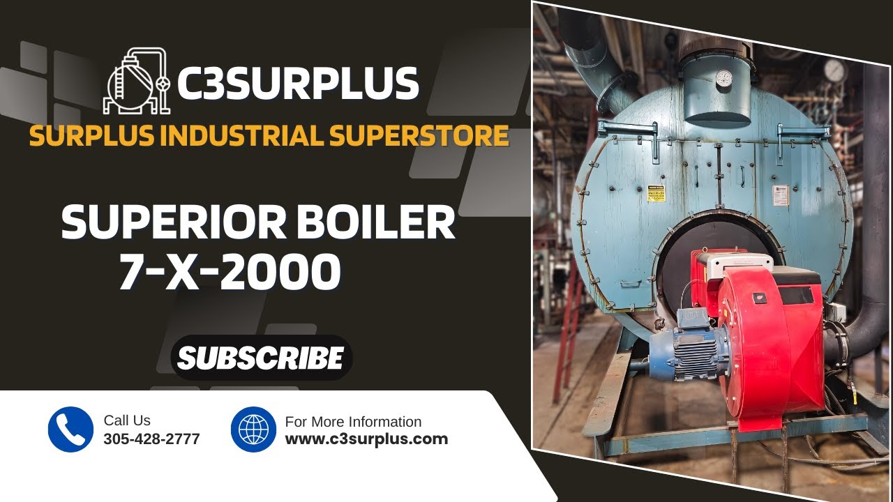 Used 400 HP Superior Boiler 150 PSI Low NOx Firetube Boiler 2014 Model 7-X-2000