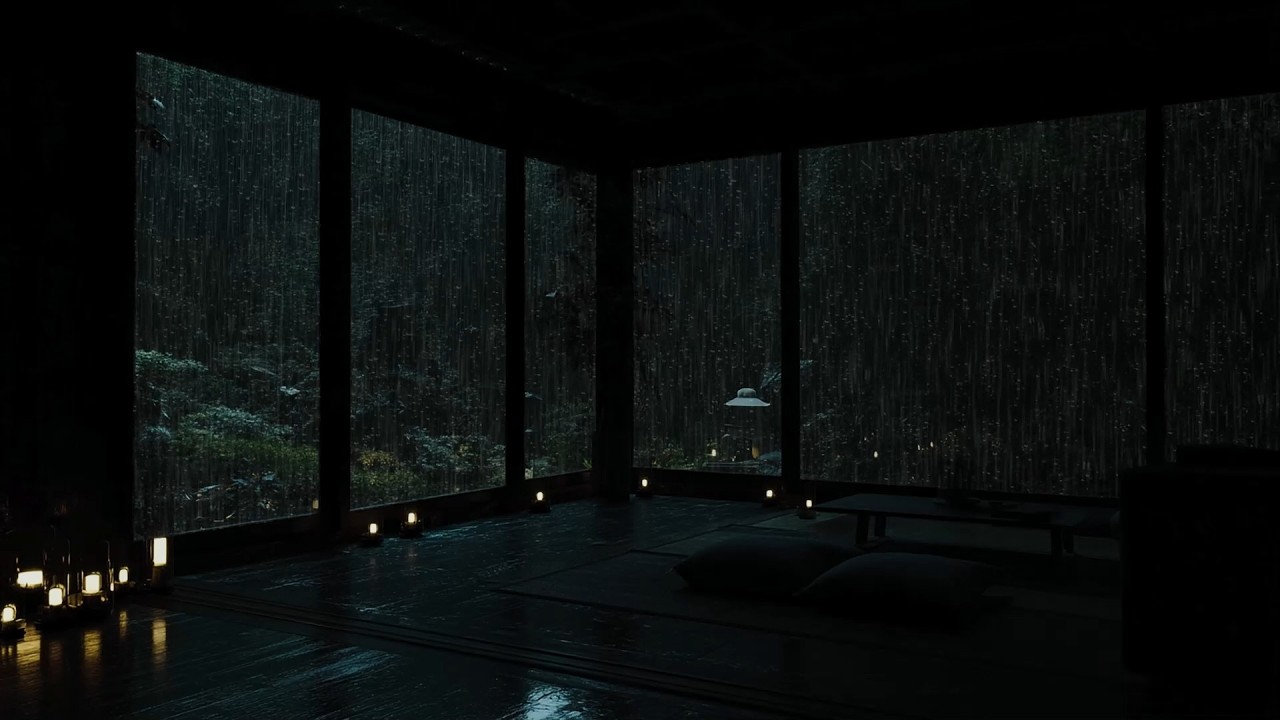 Peaceful Forest Cabin Rain Sounds 🌧 (No Ads) | Dark Bedroom Atmosphere for Deep Sleep & Relaxation