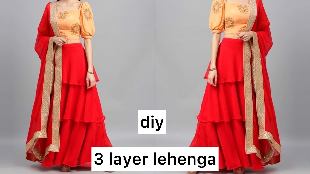 How to Make 6 Frill lehenga/skirt with Can Can in 10 minutes Reuse