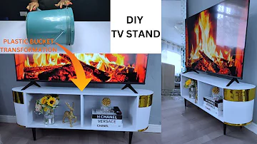 PLASTIC BUCKET TRANSFORMED INTO TV STAND ~How to recycle plastic bucket to DIY tv stand