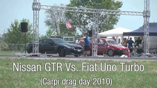 Nissan GT-R Vs Fiat Uno Turbo   (1\/4 mile)