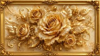 Golden Roses of Royal Elegance 🌹 Luxury Frame TV Art | Relaxing 4K Floral Screensaver | 2 Hours screenshot 2