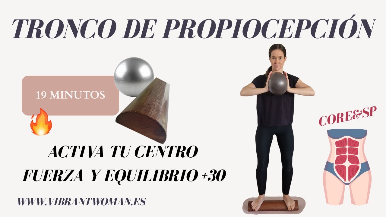 Activa tu Core y suelo pélvico | Rutina con pelota y tronco de propiocepción. ENTRENA PERIMENOPAUSIA