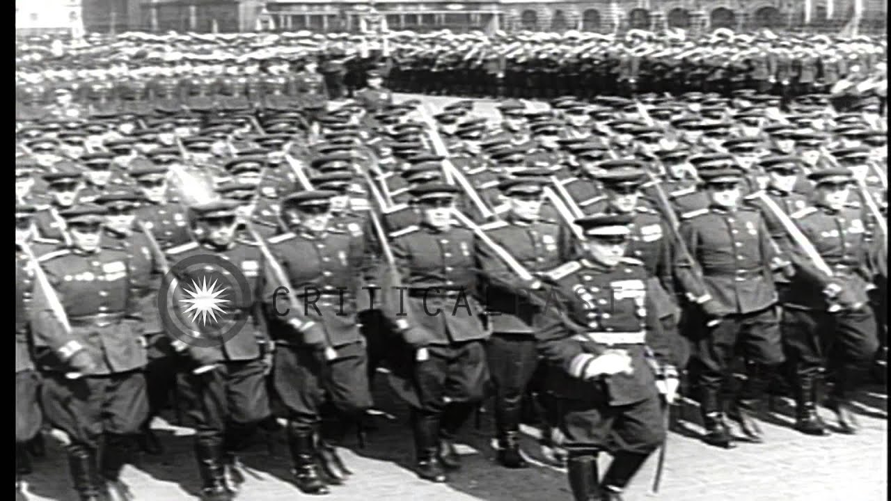 Download Soviet Premier Joseph Stalin and officials review a parade of Soviet troops in Re...HD Stock Footage