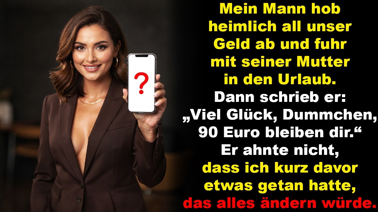 Mein Mann räumte unser Konto leer – doch als er meine Nachricht las, verschwand sein Lächeln.