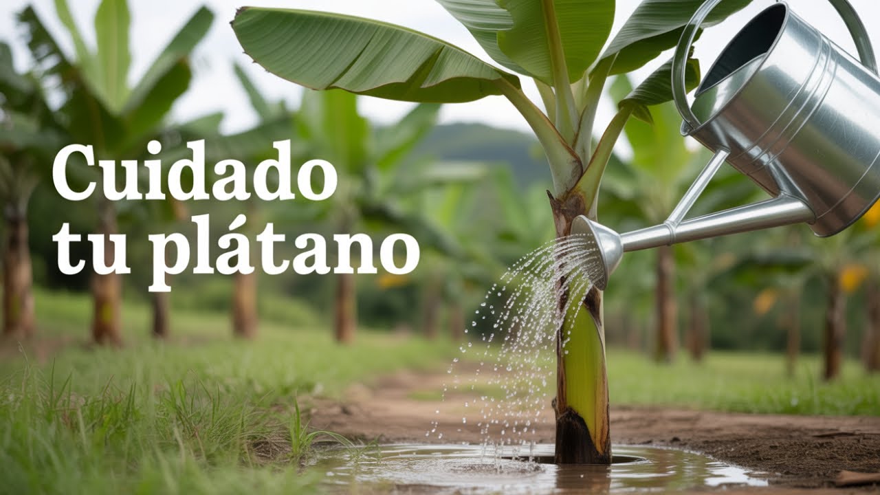 Planta de Plátano cuidado y fertiliza tierra