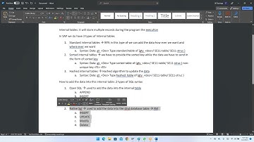 Working with ABAP Internal tables class 1