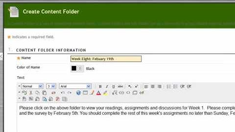 Adding a Folder to Content Area