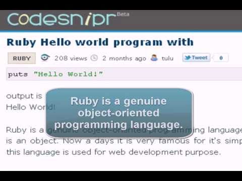 Ruby Tutorial:  Hello world program with