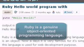 Ruby Tutorial:  Hello world program with