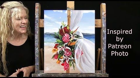 Learn How to Draw and Paint BEACH BOUQUET with Acrylics-Paint and Sip at Home- Beginner Art Tutorial