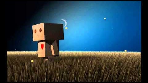 Cardboard Box Robot Walking in the Moonlight