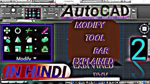 AutoCAD MODIFY TOOL BAR EXPLAINED IN HINDI (PART 2 video)