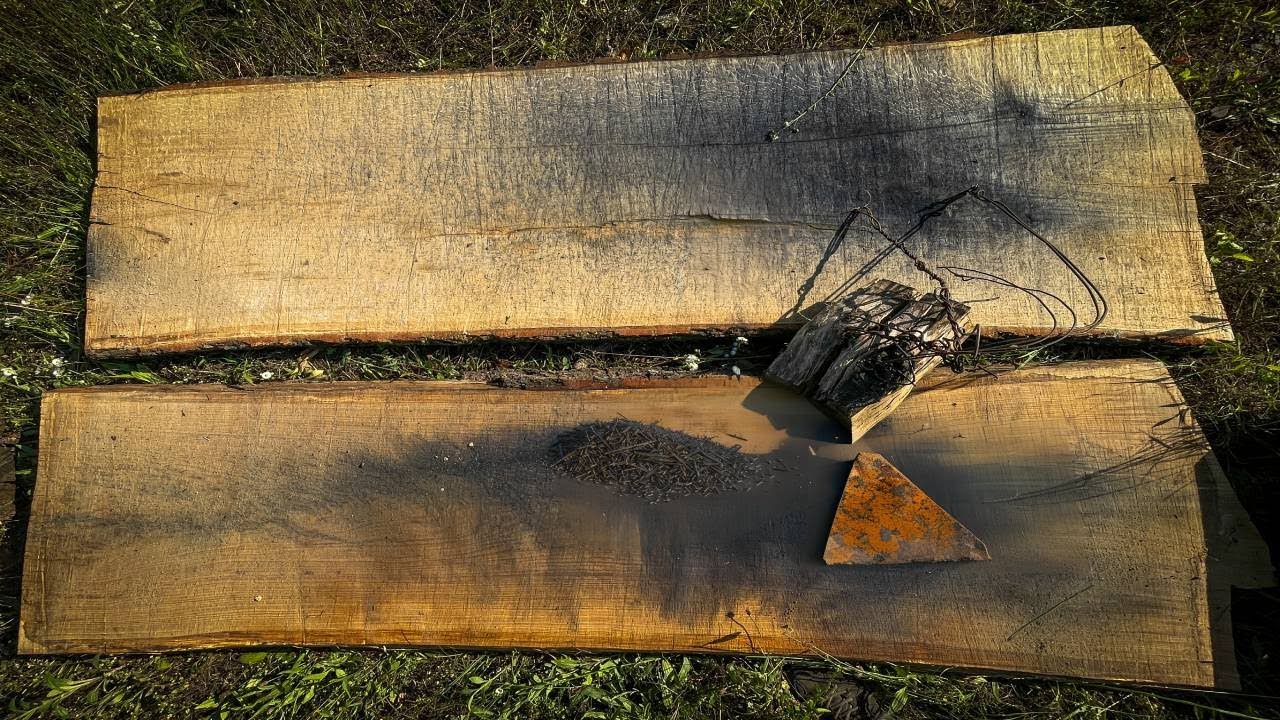Slabs for a bar counter 15 meters. More metal than wood.