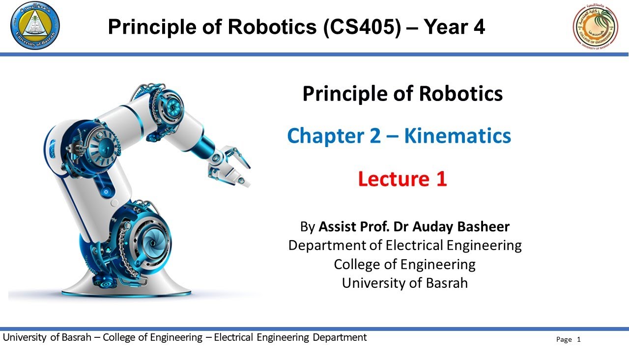 Chapter 2 - Robotics Kinematics - Lecture 1 - YouTube