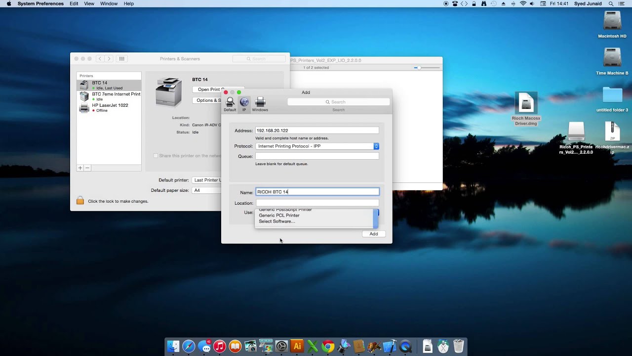 Printer Installation Ricoh on MAC