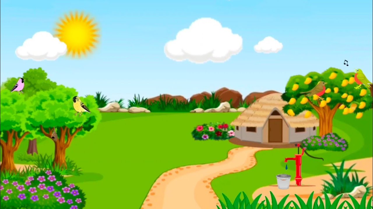 Cartoon village background video copyright free........