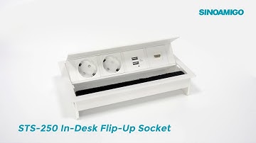 STS 250 In-Desk Flip-Up Socket: Sleek in-furniture power, data and multimedia solution.