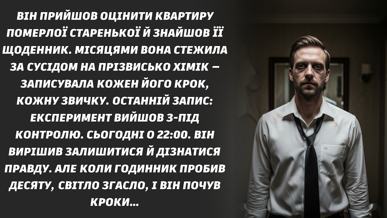 Оцінювач знайшов щоденник мертвої сусідки. Там був запис: Сьогодні о 22:00 він помре.