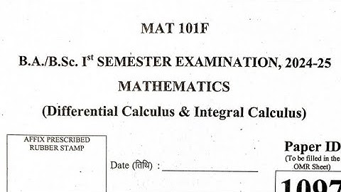 DDU university Gorakhpur bsc 1 semester maths differential and integral calculus question paper