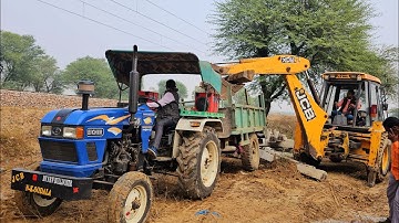 Jcb 3dx Backhoe Machine Loading Mud in Eicher 380 and Massey Tractors I Jcb dumper tractor video