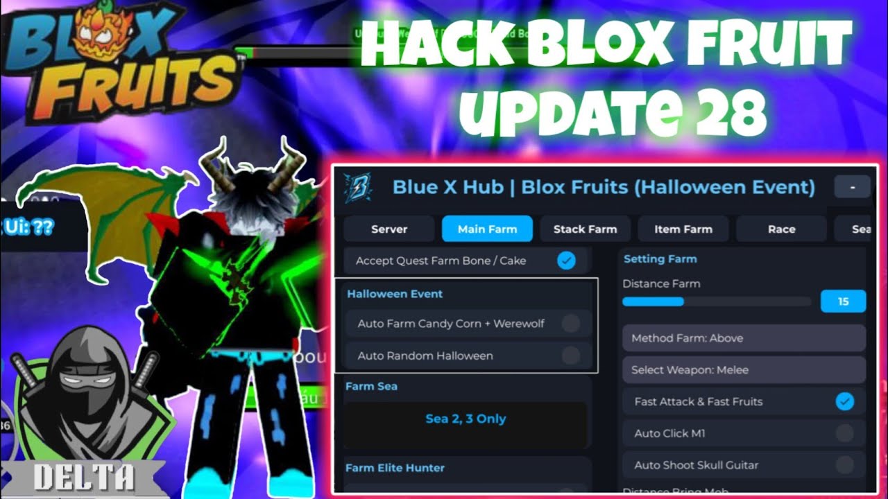 Hack blox Fruit Update 28 - Script Auto Farm Halloween Event Candy Corn!