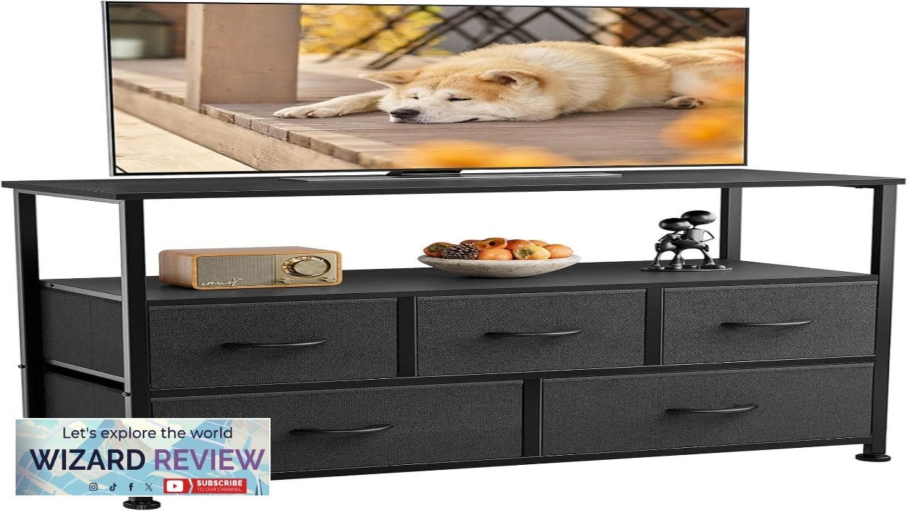 DUMOS TV Stand Dresser for Bedroom with 5 Fabric DrawerEntertainment Center Review