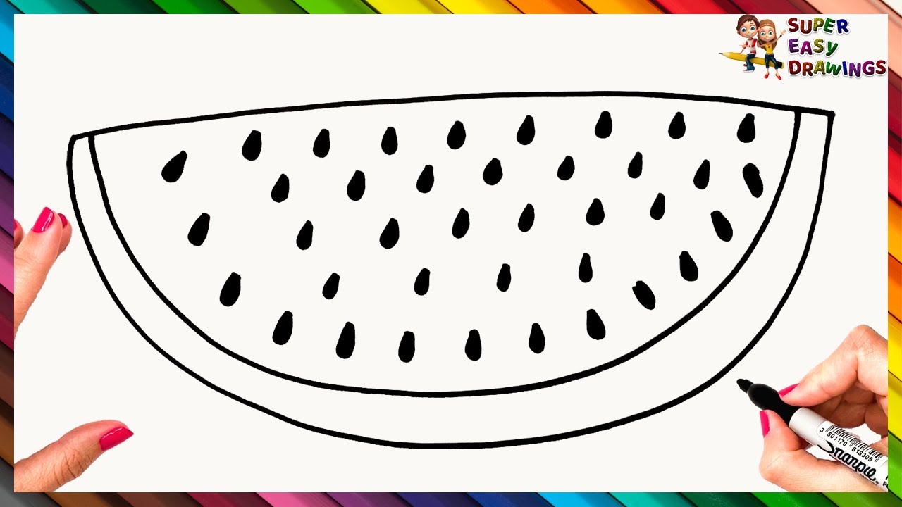 How To Draw A Watermelon Step By Step 🍉 Watermelon Drawing Easy