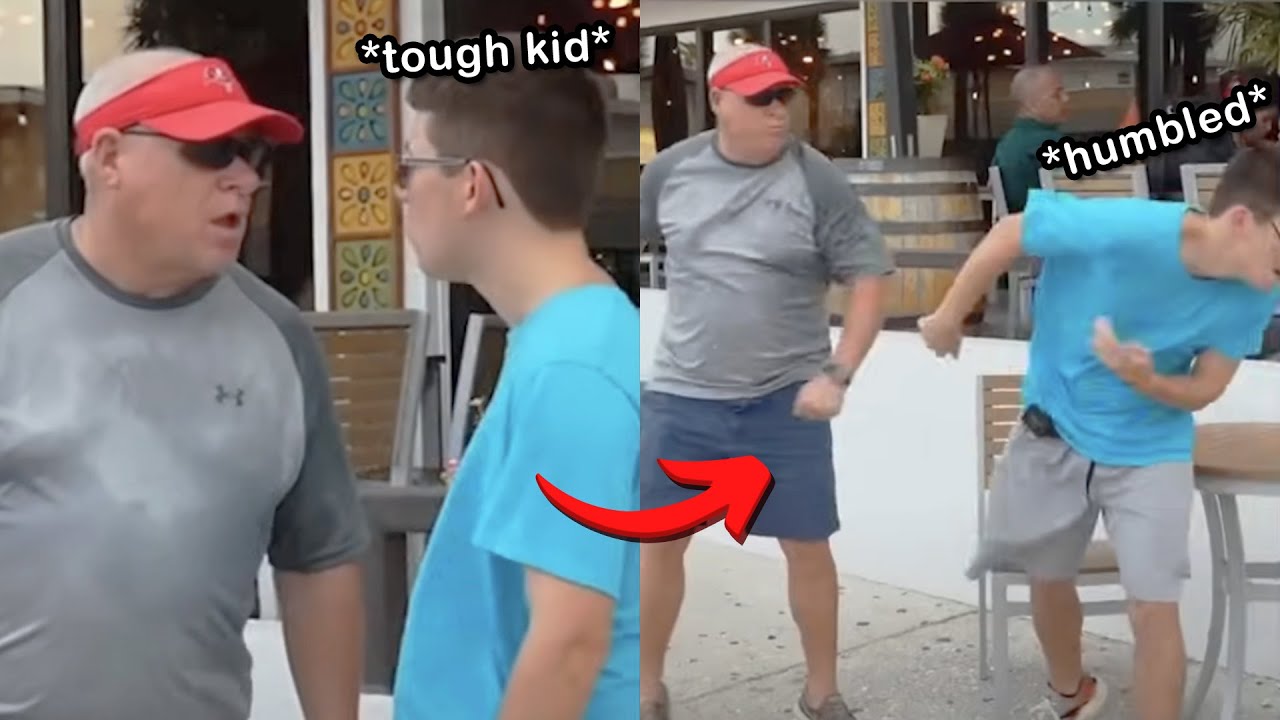 Fake Tough Teen humbled by Man