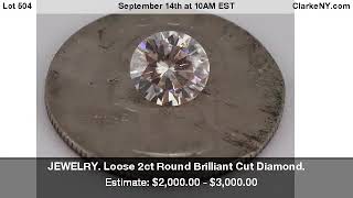 JEWELRY Loose 2ct Round Brilliant Cut Diamond