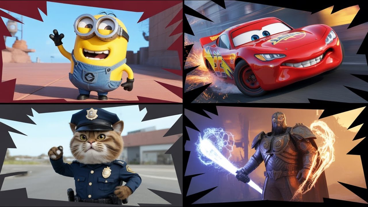 Powerful Cartoon Clash | Minion, Superman, Pikachu & More | OMG Battle Scene! #1