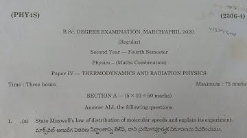 Degree 4th sem physics 2020 question paper / by telugu maths