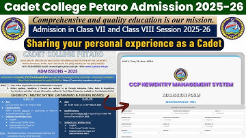 Cadet College Petaro Admissions 2025-26 | Apply Online for Class VII, VIII, Pre O & O-I | Full Guide