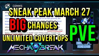 Dev Notes - Sneak Peak March 27 changes, unlimited covert ops and more Mecha BREAK S3