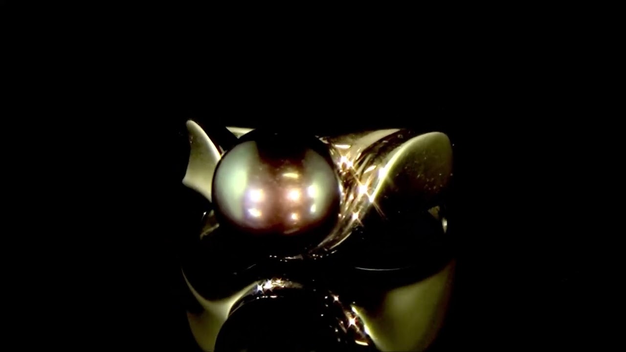 14K YELLOW GOLD BLACK TAHITIAN PEARL RING. Ref. 330 5967