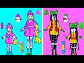 Paper Dolls Dress Up - Snowboarding Rapunzel and Sadako Mother and Daughte - Barbie Story & Crafts