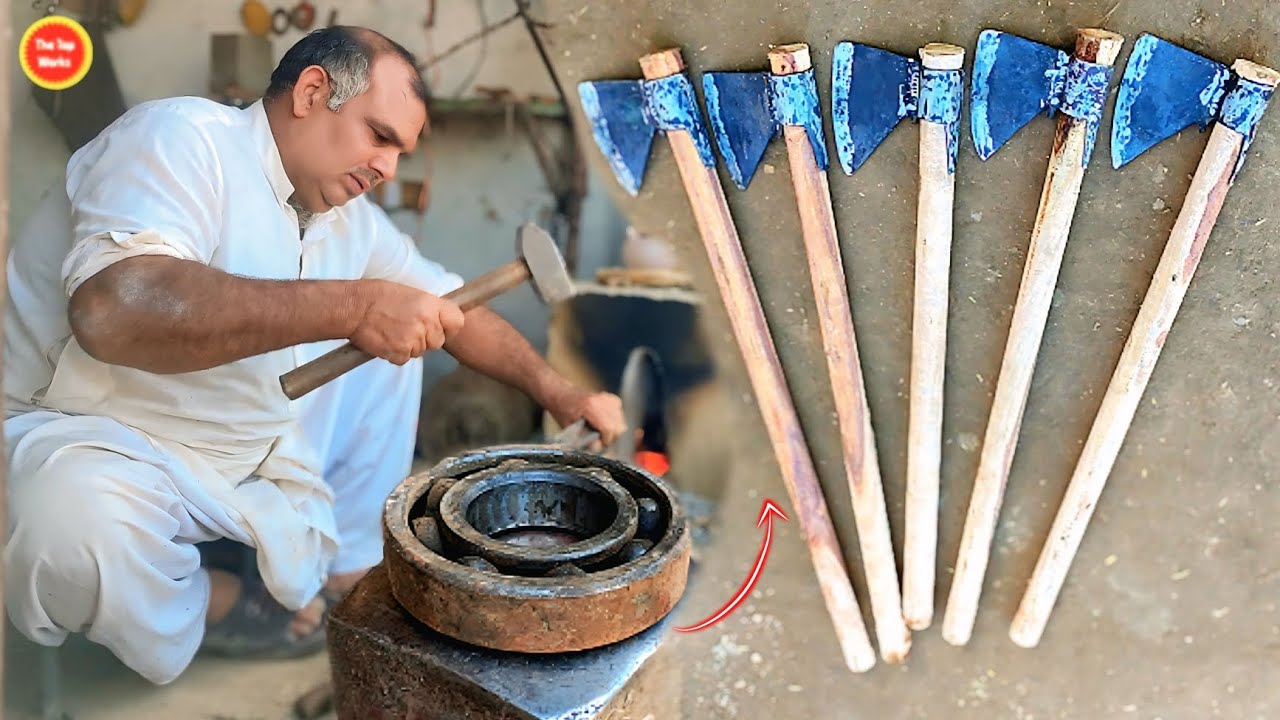 Amazing Process of making Five Axes From an old Rusty Bearing