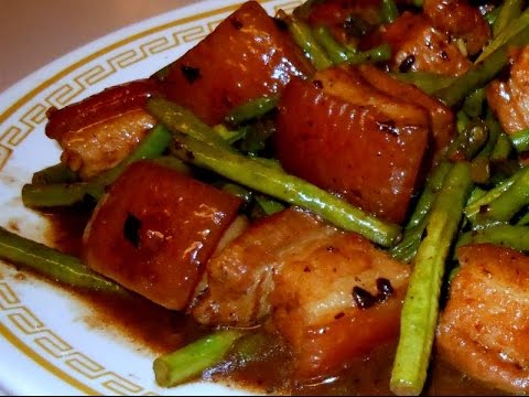 Stir Fry :Pork Belly with Long Green Beans in Garlic Black Bean Sauce - YouTube
