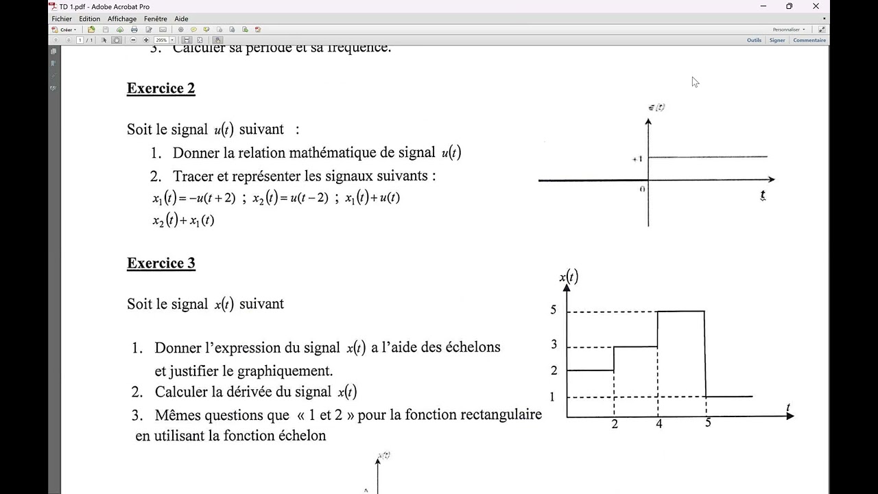 Théorie Du Signal L2     TD N°1 : Généralités sur les Signaux