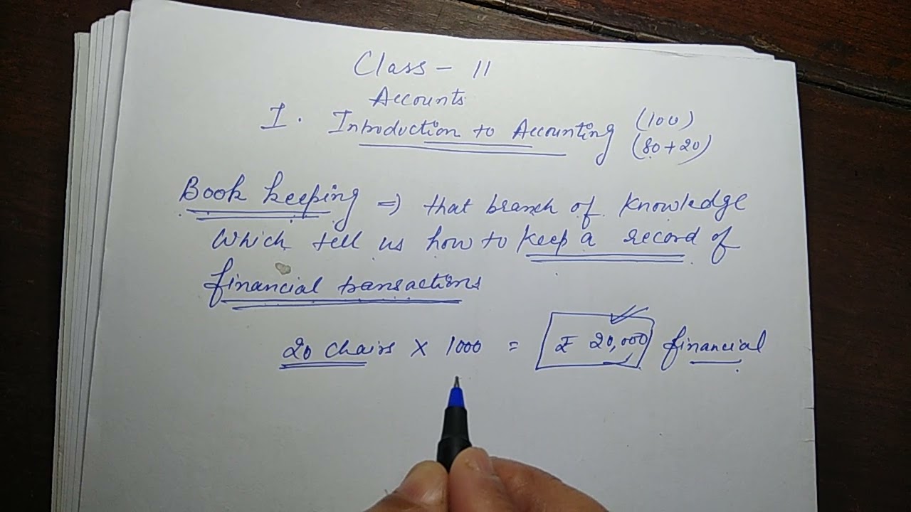 INTRODUCTION TO ACCOUNTING PART I CLASS XI COMMERCE