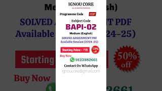 BAPI 02 Solved Assignment PDF 2024-25 in English, COF program BAPI-02 Solved assignments