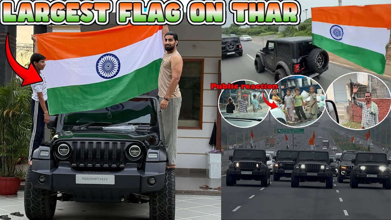 Biggest indian flag 🇮🇳 on our thar / 15 august independence vibe 🫡/car rally