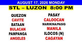 STL TODAY LUZON PCSO Small Town Lottery 3RD draw result update today 8PM AUGUST 17 2026 MONDAY