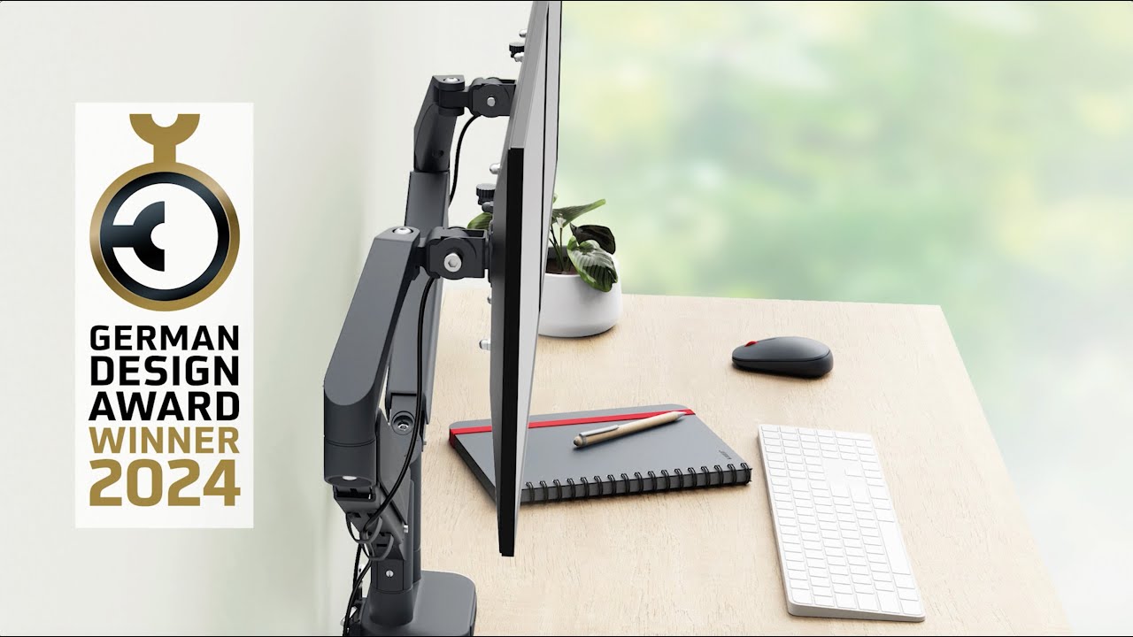 Leitz Ergo ruimtebesparende monitorarm, dubbele arm met 1 laptoparm