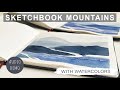 Watercolor sketchbook mountainscape demonstration with simple color palette