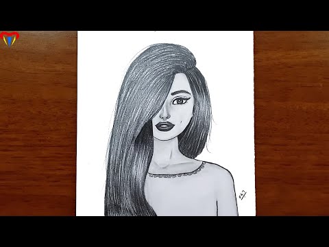 Uzun saçlı güzel kız yüzü çizimi - karakalem çizimleri nasıl çizilir