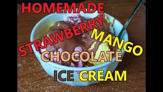 How to make amazing easy homemade ice cream CHOCOLATE STRAWBERRY MANGO! NO ICE CREAM MACHINE NEEDED!