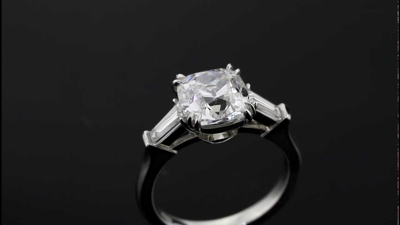 Cushion cut engagement rings tapered baguettes